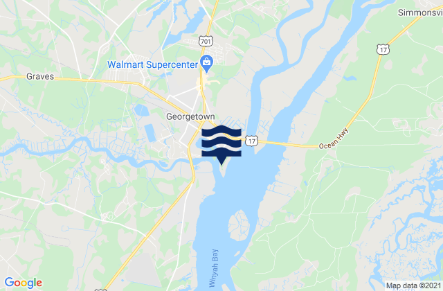 Carte des horaires des marées pour Georgetown Sampit River, United States