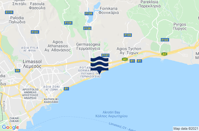 Carte des horaires des marées pour Germasógeia, Cyprus