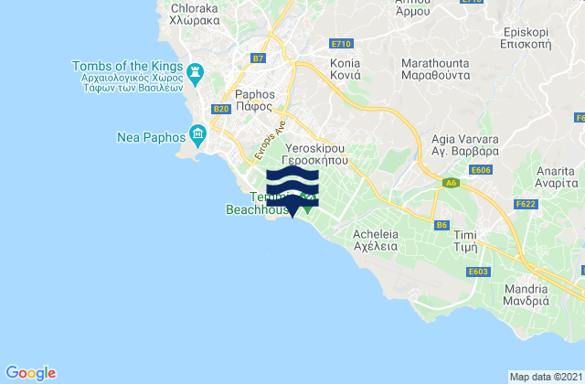 Carte des horaires des marées pour Geroskípou Municipality, Cyprus