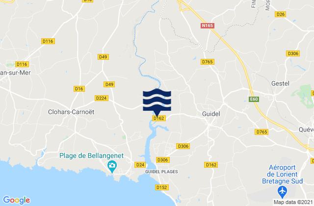 Carte des horaires des marées pour Gestel, France