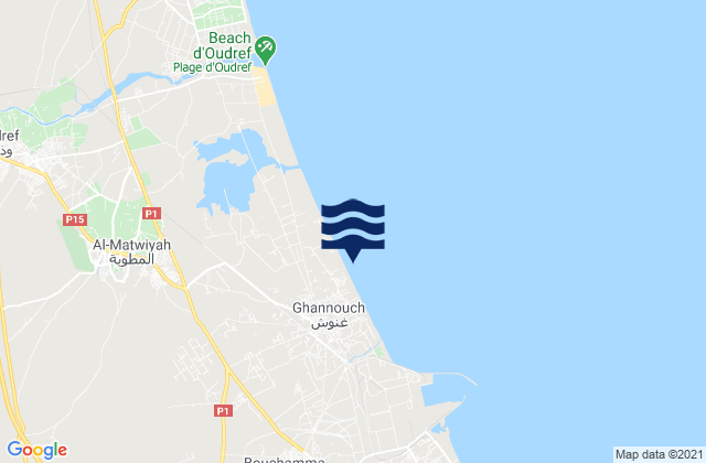 Carte des horaires des marées pour Ghannouch, Tunisia