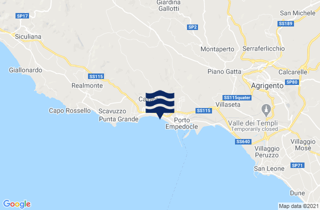 Carte des horaires des marées pour Giardina Gallotti, Italy