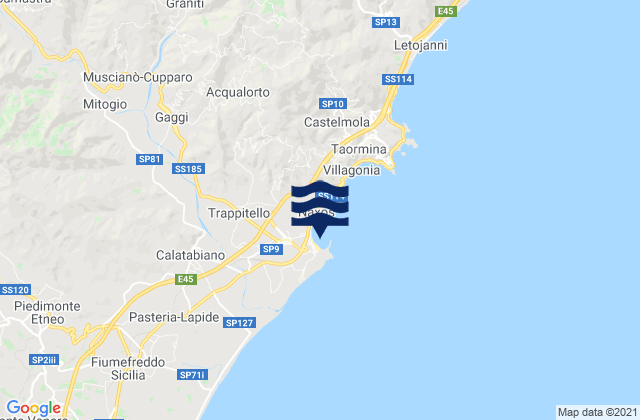 Carte des horaires des marées pour Giardini-Naxos, Italy