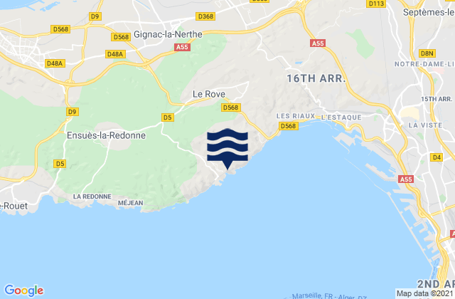 Carte des horaires des marées pour Gignac-la-Nerthe, France
