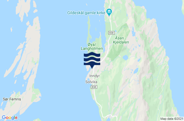 Carte des horaires des marées pour Gildeskål, Norway
