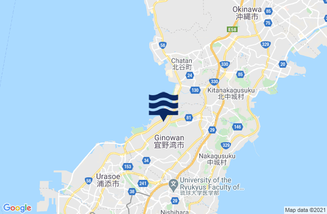 Carte des horaires des marées pour Ginowan Shi, Japan