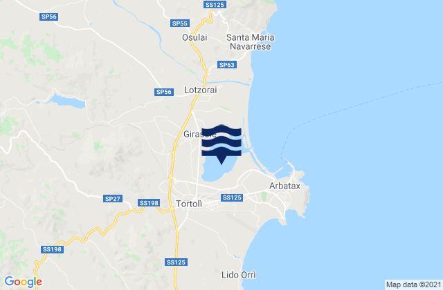 Carte des horaires des marées pour Girasole, Italy