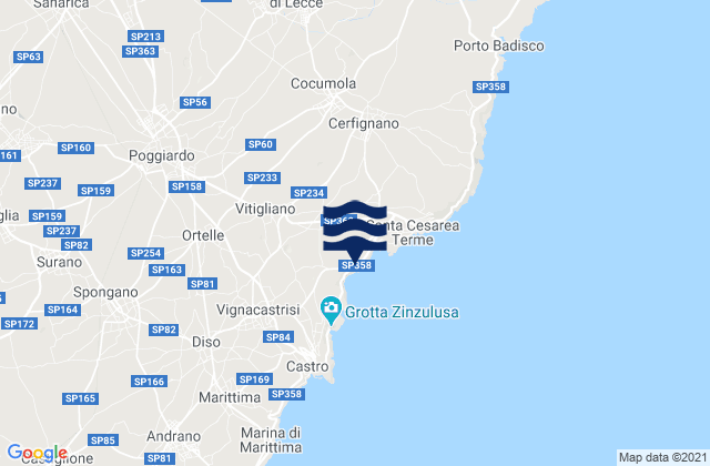 Carte des horaires des marées pour Giuggianello, Italy