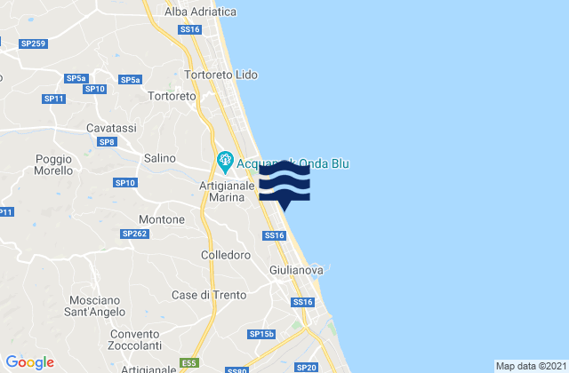 Carte des horaires des marées pour Giulianova Beach, Italy