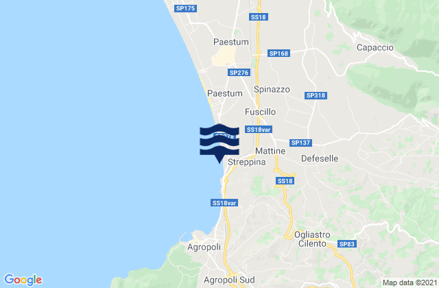 Carte des horaires des marées pour Giungano, Italy
