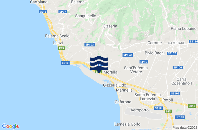 Carte des horaires des marées pour Gizzeria, Italy