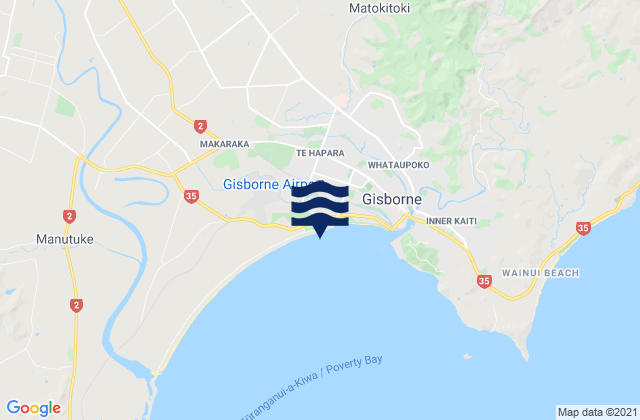 Carte des horaires des marées pour Gizzy Pipe (Gisborne), New Zealand