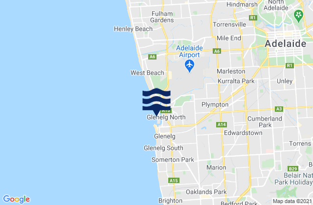 Carte des horaires des marées pour Glenelg North, Australia