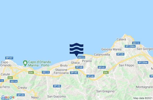 Carte des horaires des marées pour Gliaca, Italy