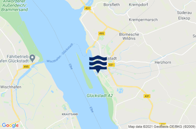 Carte des horaires des marées pour Gluckstadt, Denmark