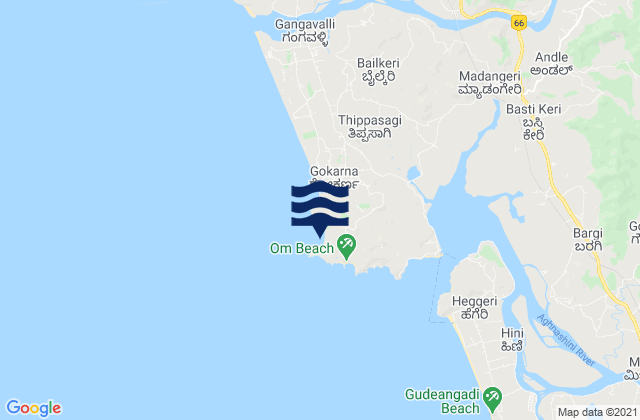 Carte des horaires des marées pour Gokarna Beach, India