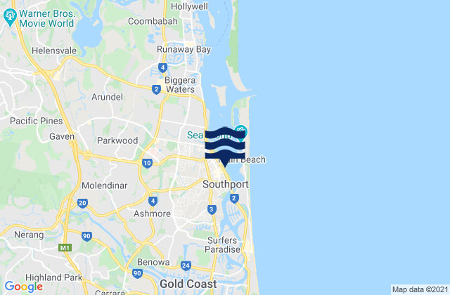 Carte des horaires des marées pour Gold Coast Operations Base, Australia