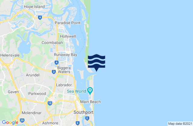 Carte des horaires des marées pour Gold Coast Sand Bypass Jetty, Australia