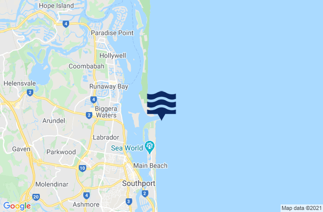 Carte des horaires des marées pour Gold Coast Seaway, Australia