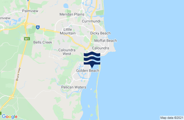 Carte des horaires des marées pour Golden Beach, Australia