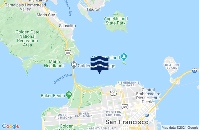 Carte des horaires des marées pour Golden Gate Bridge .8 mi E ., United States