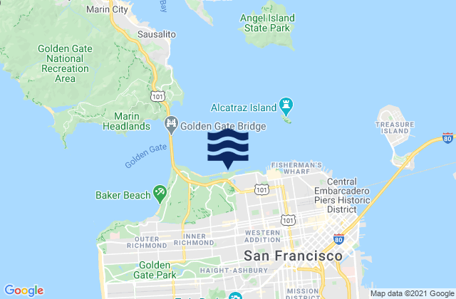 Carte des horaires des marées pour Golden Gate East Beach, United States