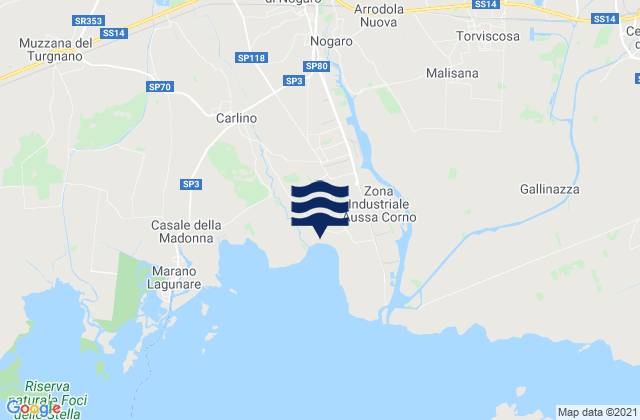Carte des horaires des marées pour Gonars, Italy