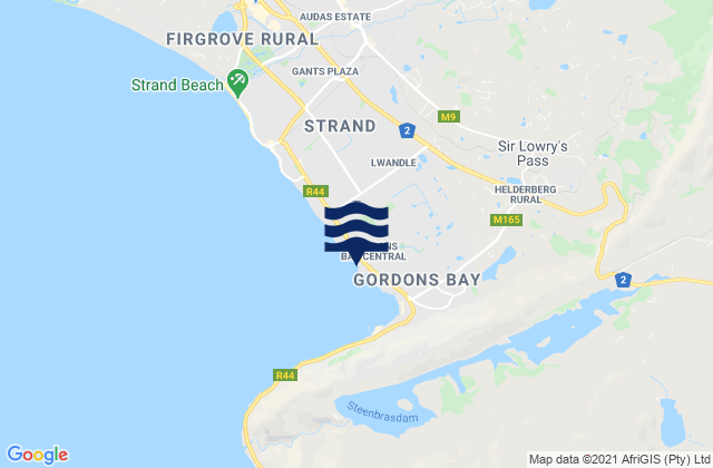 Carte des horaires des marées pour Gordons Bay Harbour, South Africa