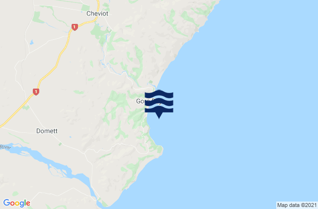 Carte des horaires des marées pour Gore Bay, New Zealand
