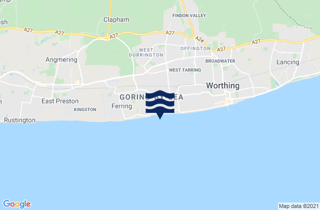 Carte des horaires des marées pour Goring Beach, United Kingdom
