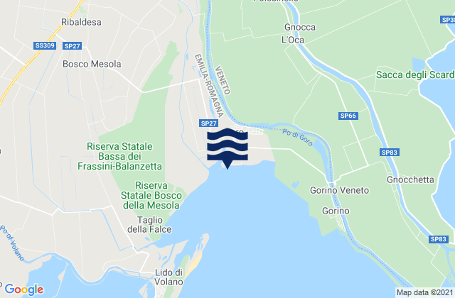 Carte des horaires des marées pour Goro, Italy