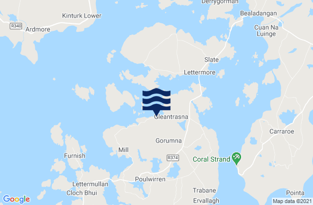Carte des horaires des marées pour Gorumna Island, Ireland