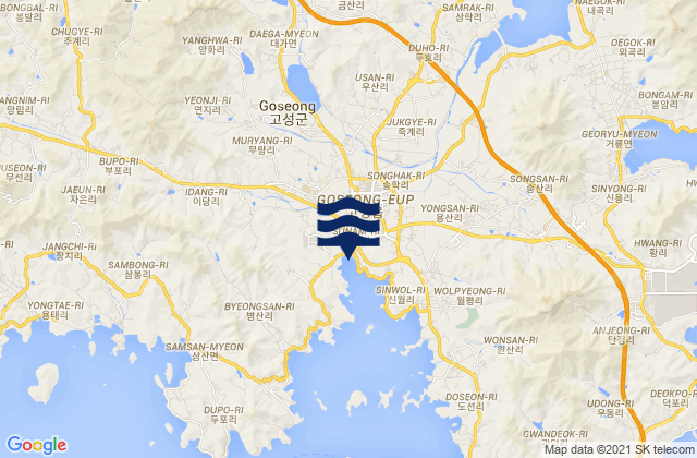 Carte des horaires des marées pour Goseong-gun, South Korea