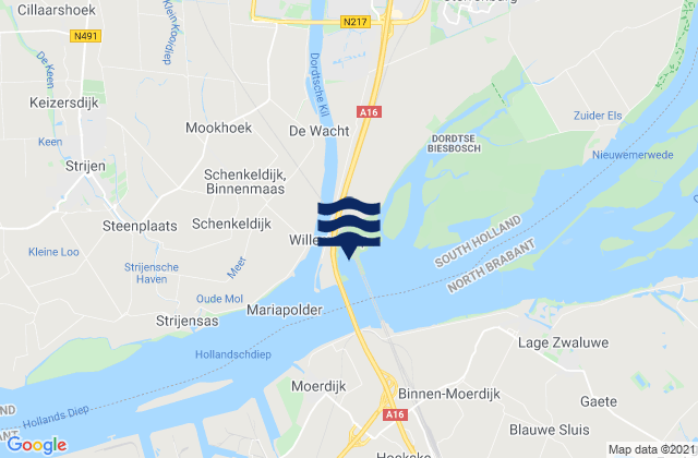 Carte des horaires des marées pour Gouda brug, Netherlands