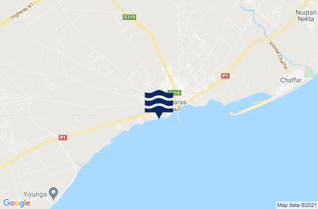 Carte des horaires des marées pour Gouvernorat de Sfax, Tunisia
