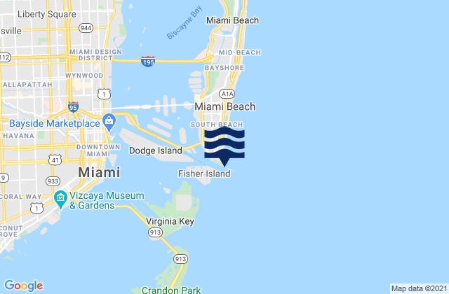 Carte des horaires des marées pour Government Cut Miami Harbor Entrance, United States