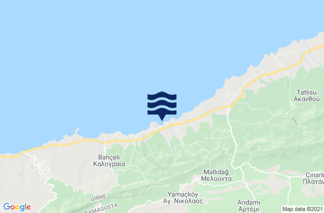 Carte des horaires des marées pour Goúfes, Cyprus