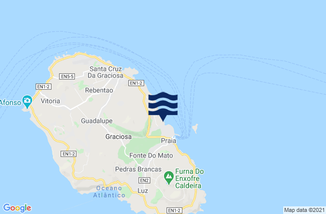 Carte des horaires des marées pour Graciosa - Lagou, Portugal