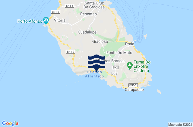 Carte des horaires des marées pour Graciosa - Porto da Praia, Portugal