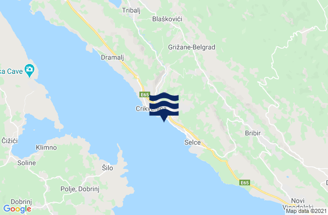 Carte des horaires des marées pour Grad Crikvenica, Croatia