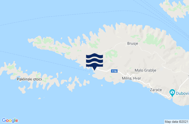 Carte des horaires des marées pour Grad Hvar, Croatia