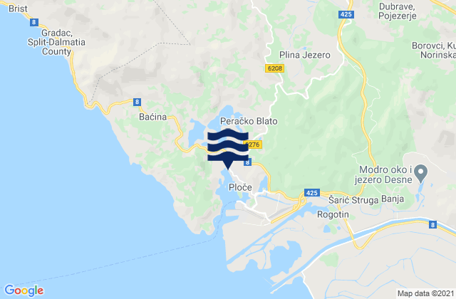 Carte des horaires des marées pour Grad Ploče, Croatia