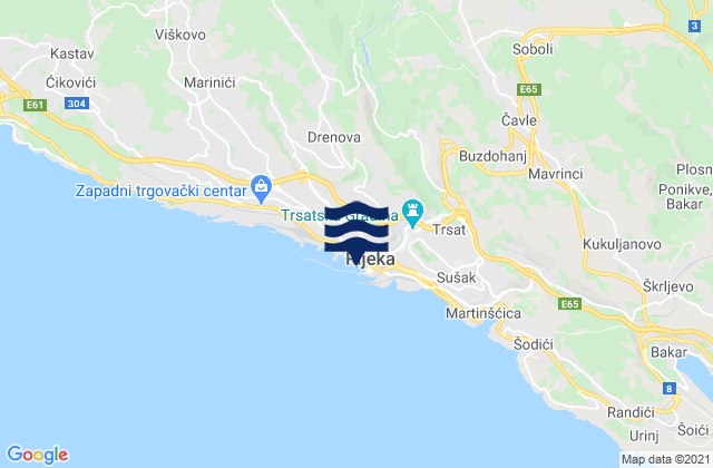 Carte des horaires des marées pour Grad Rijeka, Croatia