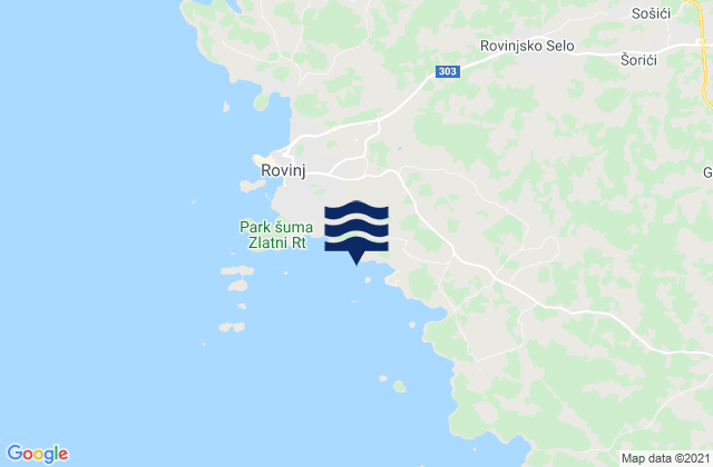 Carte des horaires des marées pour Grad Rovinj, Croatia