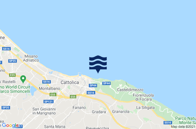 Carte des horaires des marées pour Gradara, Italy