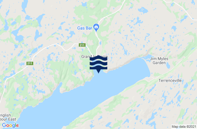 Carte des horaires des marées pour Grand Le Pierre Harbour, Canada