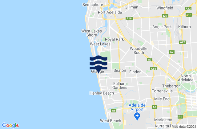 Carte des horaires des marées pour Grange, Australia