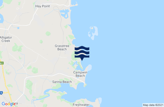 Carte des horaires des marées pour Grasstree Beach, Australia