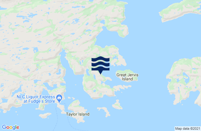 Carte des horaires des marées pour Great Jervis Harbour, Canada