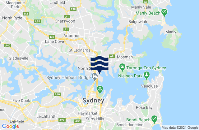 Carte des horaires des marées pour Great Sirius Cove, Australia